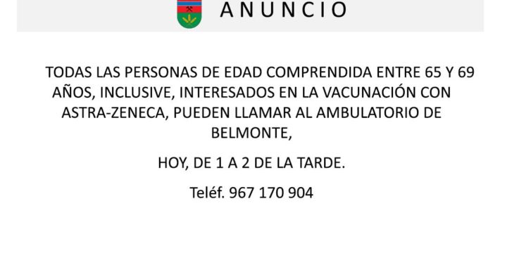 Vacunación de personas entre 65 y 69 años